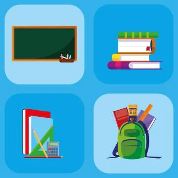 Back to school set items Illustrazione stock