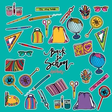 Back to school set of stickers Stock Illustration