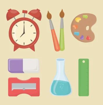 Back to school set supplies イラスト素材