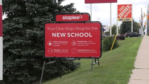 Back to school shopping sign during COVID 19 pandemic Stock Footage 136565116