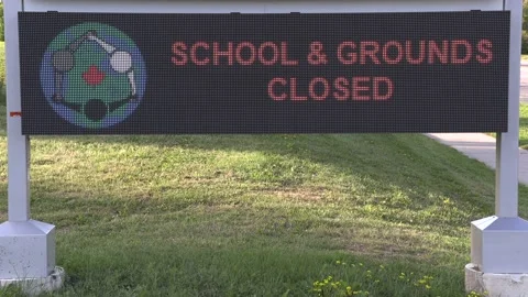 Back to school shopping sign during COVID 19 pandemic Stock Footage 136734067