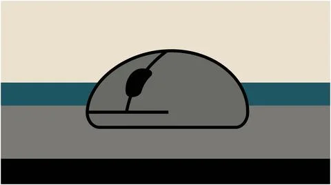 Back to School Simple flat icon of a computer mouse on a desktop background.. Stock Illustration