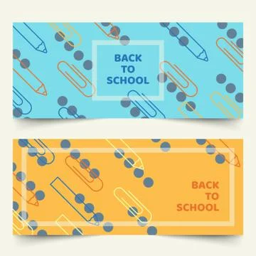 Back to school simple geometric line banners Stock Illustration