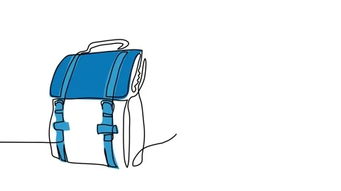 Back to school simple schoolbag animated illustration. One continuous self Stock Footage 300965385