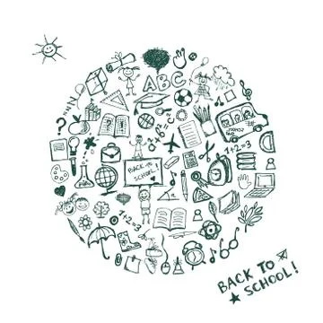 Back to school, sketch frame for your design Illustrazione stock