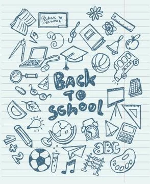 Back to school sketchy doodles Stock Illustration