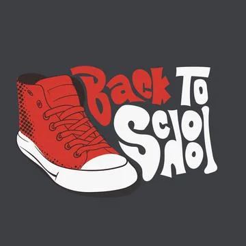 Back to school. Sneaker Shoes vector illustration with typography in cartoo.. Stock Illustration