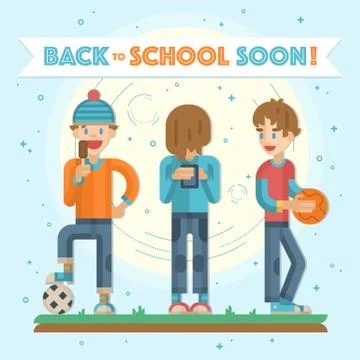 Back to school soon leaflet, banner Stock Illustration