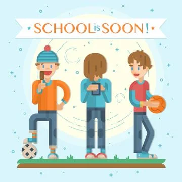 Back to school soon leaflet Stock Illustration