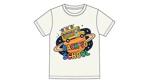 Back to school space themed graphic t shirt for students with t shirt, educ.. Stock Illustration