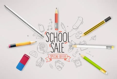 Back to school special offer vector banner 스톡 일러스트