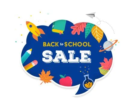 Back to school, speech bubble with many education icons, elements. Vector Stock Illustration