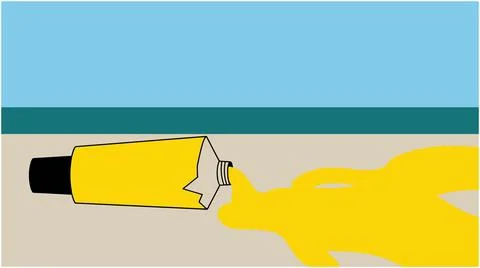 Back to School Spilled yellow paint from an open tube on a flat surface wit.. Stock Illustration