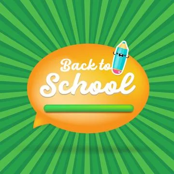 Back to school square banner vector illustration with kawaii pencil characters Stock Illustration