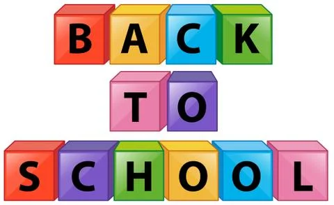 Back to school on square boxes Stock Illustration