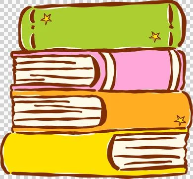 Back to School Stack of Books Cartoon Hand Drawn Stock Illustration