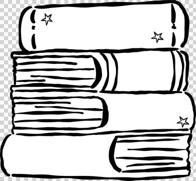 Back to School Stack of Books Outline Cartoon Hand Drawn Stock Illustration