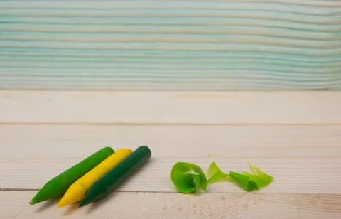 Back to school. Stack of colorful books on wooden table. Copy space Stock Photos