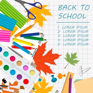 Back to school. Stationary graphic template Stock Illustration