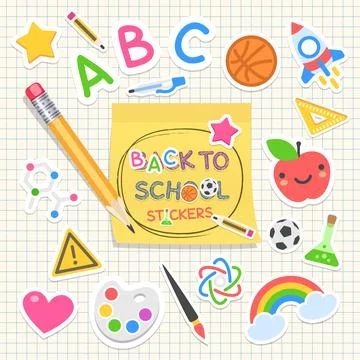 Back to School Stickers Set Stock Illustration
