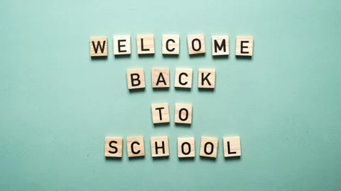 Back to school stock video 4k. Welcome back to school text, stop motion Stock Footage 248137430