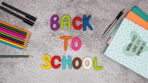 Back to school - Stop motion animation of school supplies appear and disappear Stock Footage 115049688