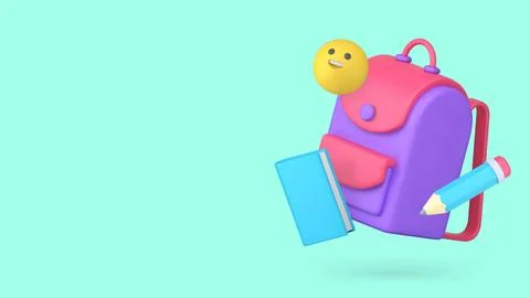 Back to school student education backpack and book banner copy space vector i Stock Illustration