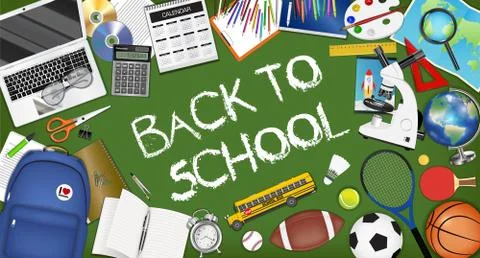 Back to school with student education object tool Stock Illustration