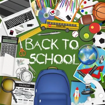 Back to school with student education object tool Stock Illustration