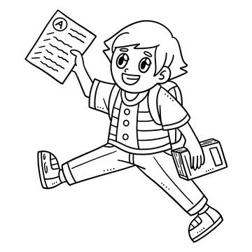 Back To School Student Isolated Coloring Page Stock Illustration