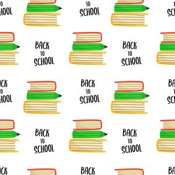 Back to school students seamless pattern university concept. Doodle scandinavian Illustrazione stock