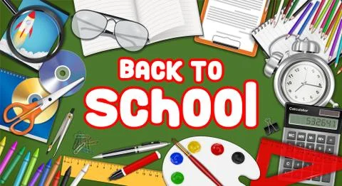 Back to school with study object vector Illustrazione stock