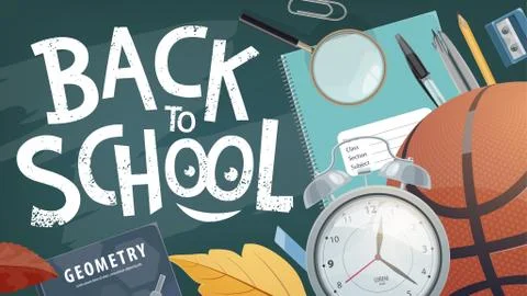 Back to School study stationery poster, vector イラスト素材