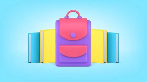 Back to school studying learning education schoolbag with books paper liter.. 库存插图