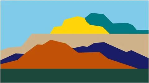 Back to School Stylized abstract mountain landscape with colorful geometric.. Stock Illustration
