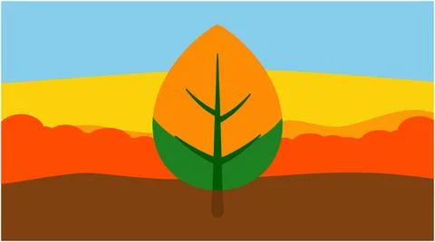 Back to School Stylized leaf tree shape against warm autumn background with.. Illustrazione stock