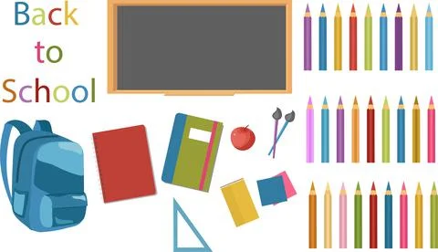 Back to school supplies background. Stock Illustration