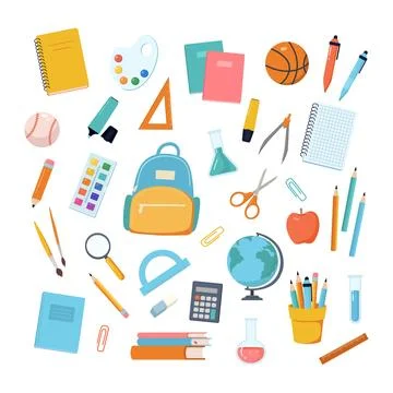 Back to school supplies collection. Stock Illustration