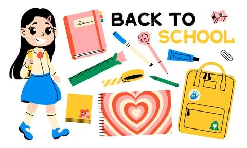 Back to School Supplies Collection 스톡 일러스트