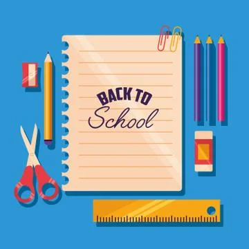 Back to school supplies flat design Stock Illustration