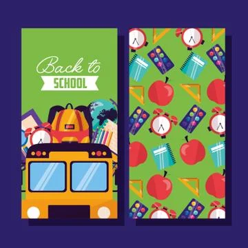 Back to school supplies flat design Illustrazione stock