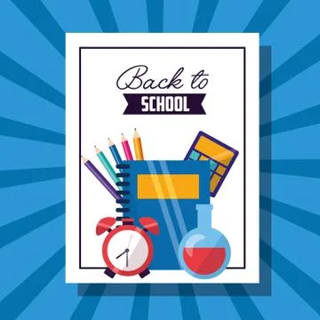 Back to school supplies flat design 스톡 일러스트