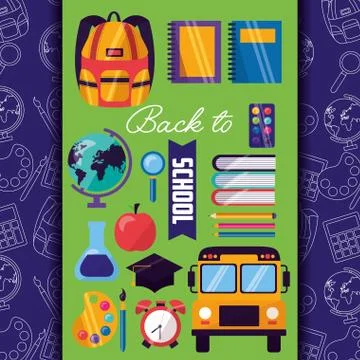 Back to school supplies flat design Stockillustratie