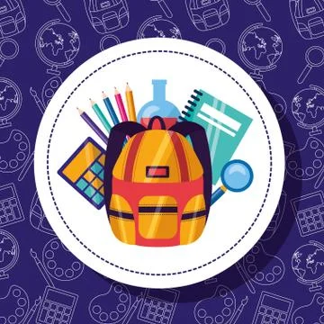 Back to school supplies flat design Stock Illustration
