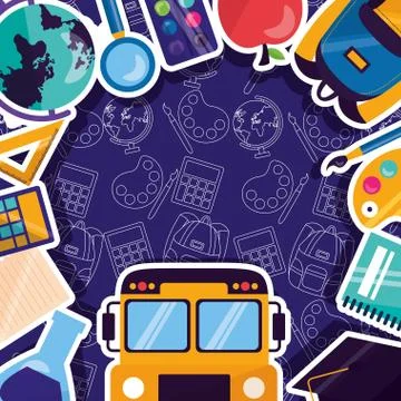 Back to school supplies flat design 스톡 일러스트