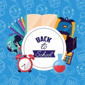 Back to school supplies flat design Stock Illustration