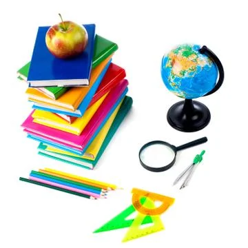 Back to school supplies. isolated. Stock Photos