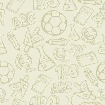 Back to school supplies seamless pattern Stock Illustration