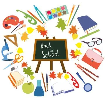 Back to School supplies set Stockillustratie