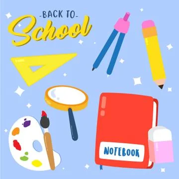 Back to school supplies vector design collection Illustrazione stock
